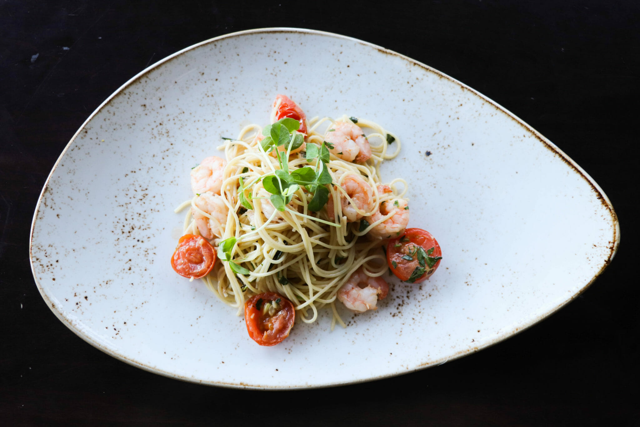 Shrimp scampi on plate